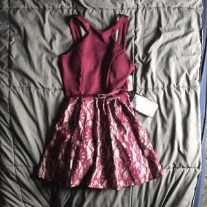 Crystal Doll coral social wine/ nude juniors mini dress. Size 1 Brand new